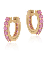 Pink Sapphire 14k Gold Huggies