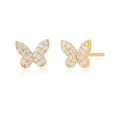 Butterfly Pave Diamond 14k Gold Studs