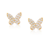 Butterfly Pave Diamond 14k Gold Studs