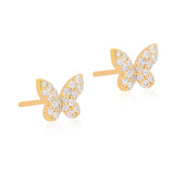 Butterfly Pave Diamond 14k Gold Studs