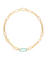 Turquoise Enamel Link Vermeil Necklace