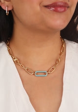 Turquoise Enamel Link Vermeil Necklace