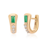 Ethereal Caress Emerald 14k Gold Mini Huggies