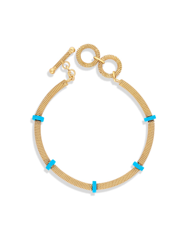 Thea Woven Gold Bracelet - Turquoise