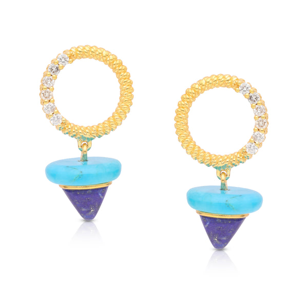 Delight Earrings - Lapis and Diamonds