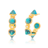 Conic Stone Vermeil Hoops - Chrysocolla
