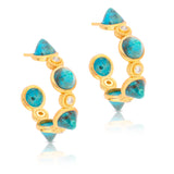 Conic Stone Vermeil Hoops - Chrysocolla