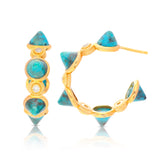 Conic Stone Vermeil Hoops - Chrysocolla