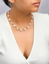 Chunky Textured Links with Organic Pearls Vermeil Necklace