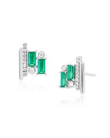Ethereal Emerald & Diamond 14k Gold Studs