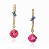 Ethereal Azalea Pink Tourmaline 14k Gold Hoops