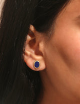 Ara Oval Lapis Vermeil Studs
