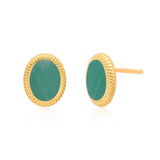 Ara Oval Malachite Vermeil Studs