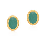 Ara Oval Malachite Vermeil Studs
