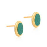 Ara Oval Malachite Vermeil Studs