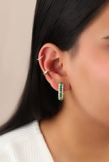 Timeless Sparkle U-shaped Malachite Vermeil Hoops