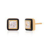 Black Enamel Vermeil Studs