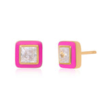 Fuchsia Enamel Vermeil Studs