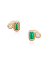 Ethereal Comma 14k Gold Emerald Studs
