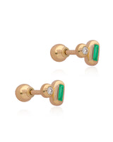 Ethereal Comma 14k Gold Emerald Studs
