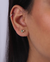 Ethereal Comma 14k Gold Emerald Studs