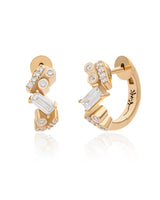 Ethereal Nugget Diamond 14k Gold Huggies