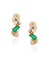 Ethereal Emerald Nugget 14k Gold Huggies