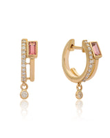 Tove Diamond and Pink Tourmaline Huggies