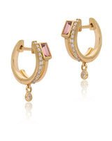 Tove Diamond and Pink Tourmaline Huggies