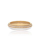 Celestial 14k Gold Eternity Band - White Enamel