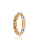Celestial 14k Gold Eternity Band - White Enamel