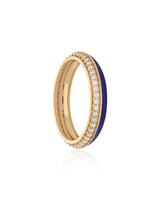 Celestial 14k Gold Eternity Band - Blue Enamel