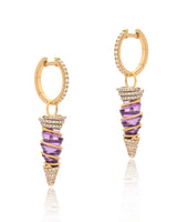 Carved Amethyst Earrings in 18k Gold