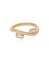 Ethereal Caress Duo Wave 14k Gold Ring