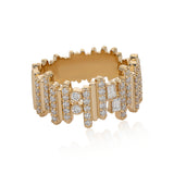 Ethereal Cascade Diamond 14k Gold Statement Ring