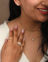 Ethereal Cascade Diamond 14k Gold Statement Ring