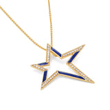Astra Blue Enamel 14k Gold Pendant Necklace