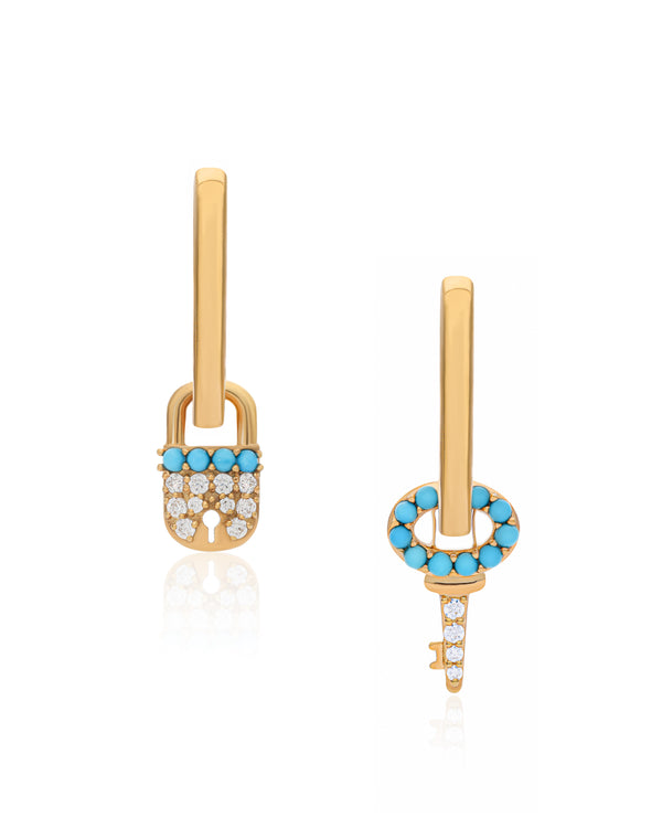 Summer Sparkle Charm Hoops - Turquiose