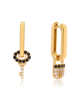 Timeless Sparkle Charm Hoops - Black Spinel