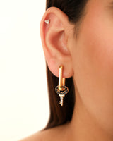 Timeless Sparkle Charm Hoops - Black Spinel