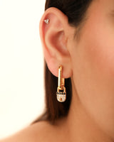 Timeless Sparkle Charm Hoops - Black Spinel