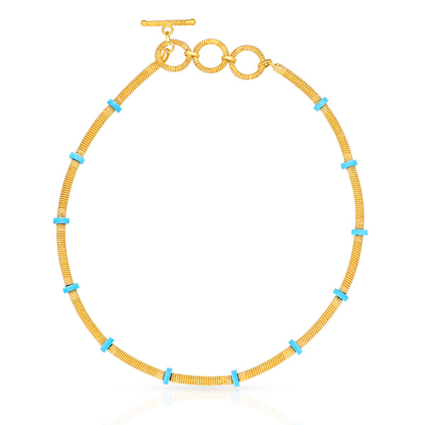Thea Woven Gold Necklace - Turquoise