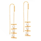 Keshi Pearl Vermeil Threader Earrings
