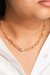 Chunky Link Organic Pearl Vermeil Necklace