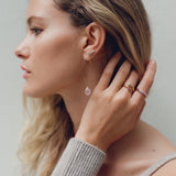 Jewel Drop Vermeil Hoops - Rose Quartz