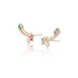 Ethereal Lux Diamond Baguette 14k Gold Crawler Earrings