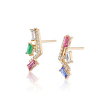 Ethereal Lark Diamond Baguette 14k Gold Earrings