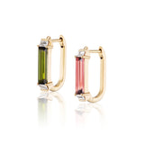 Ethereal Minimalist Tourmaline 14k Gold Huggies
