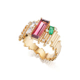Ethereal Tourmaline Baguette 14k Gold Statement Ring