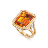 Saffron Citrine 14k Gold Cocktail Ring
